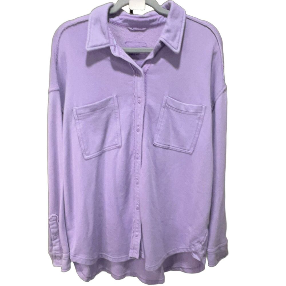 Aerie Lumberjane Fleece Button-Down Shirt - Lavender Size Small